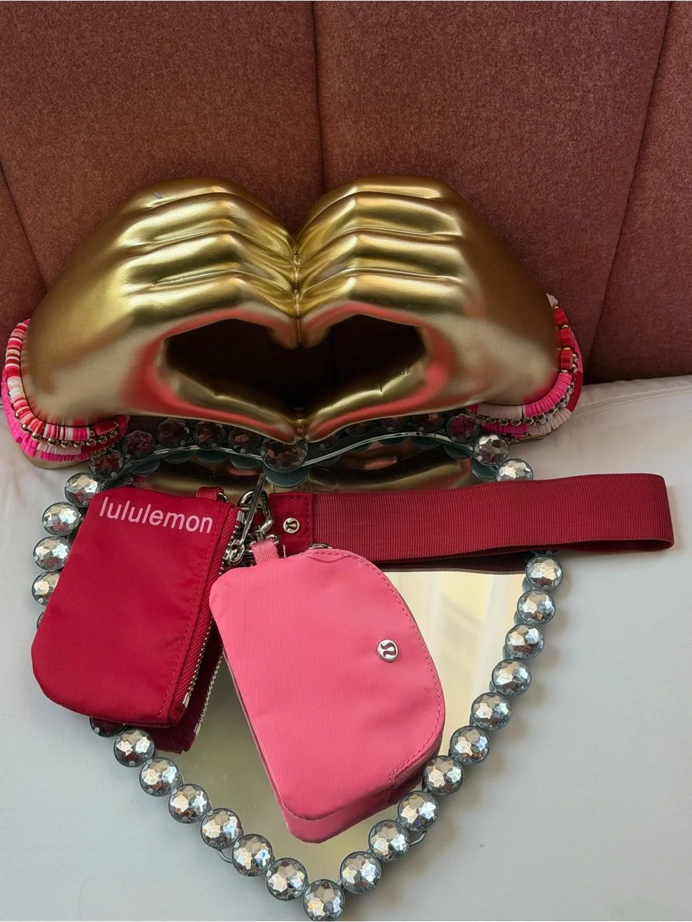 Lululemon pink and red wristlet  bag set